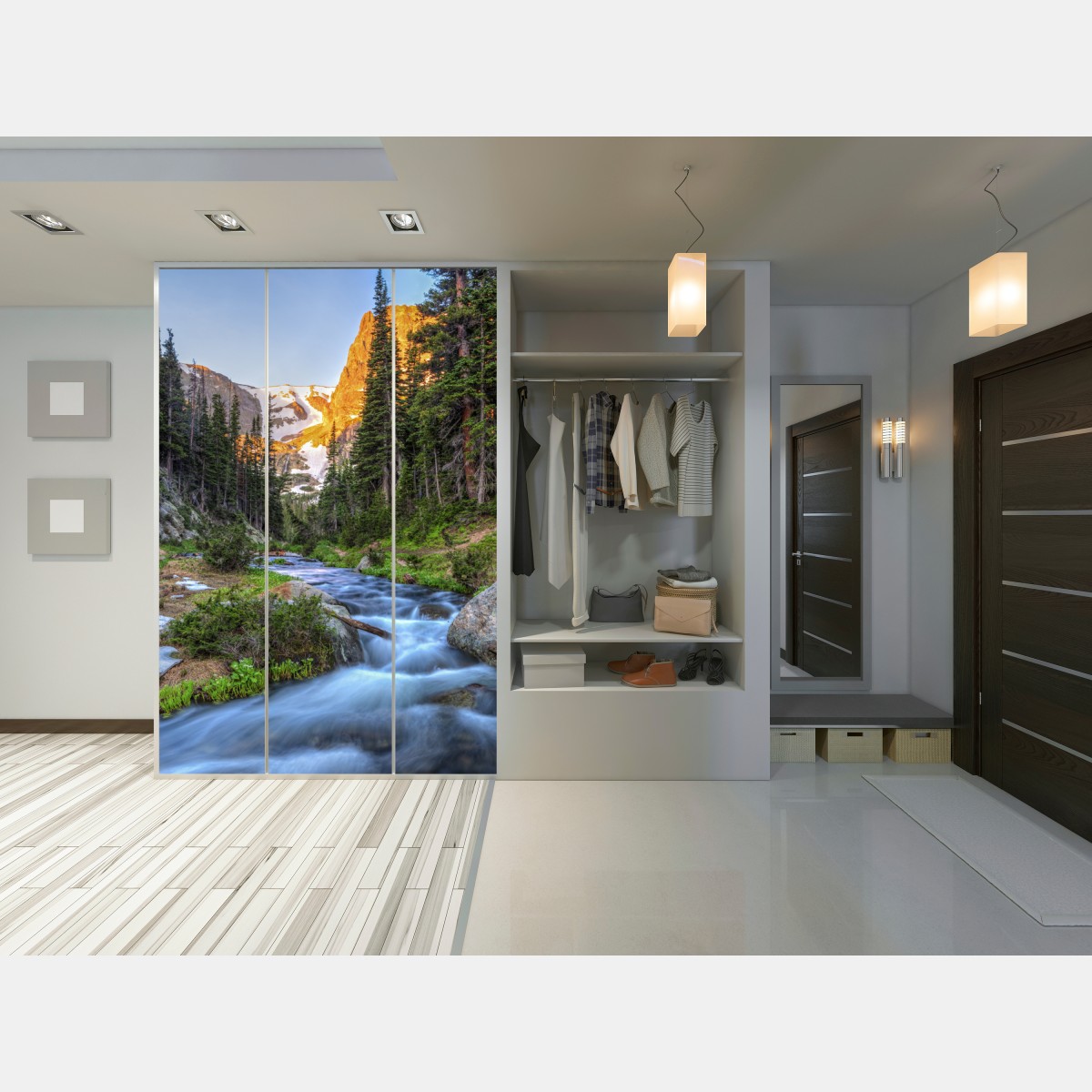 Schrankaufkleber goldener gipfel über alpenbach – Wallnifity® Schrankaufkleber goldener gipfel über alpenbach – Wallnifity®