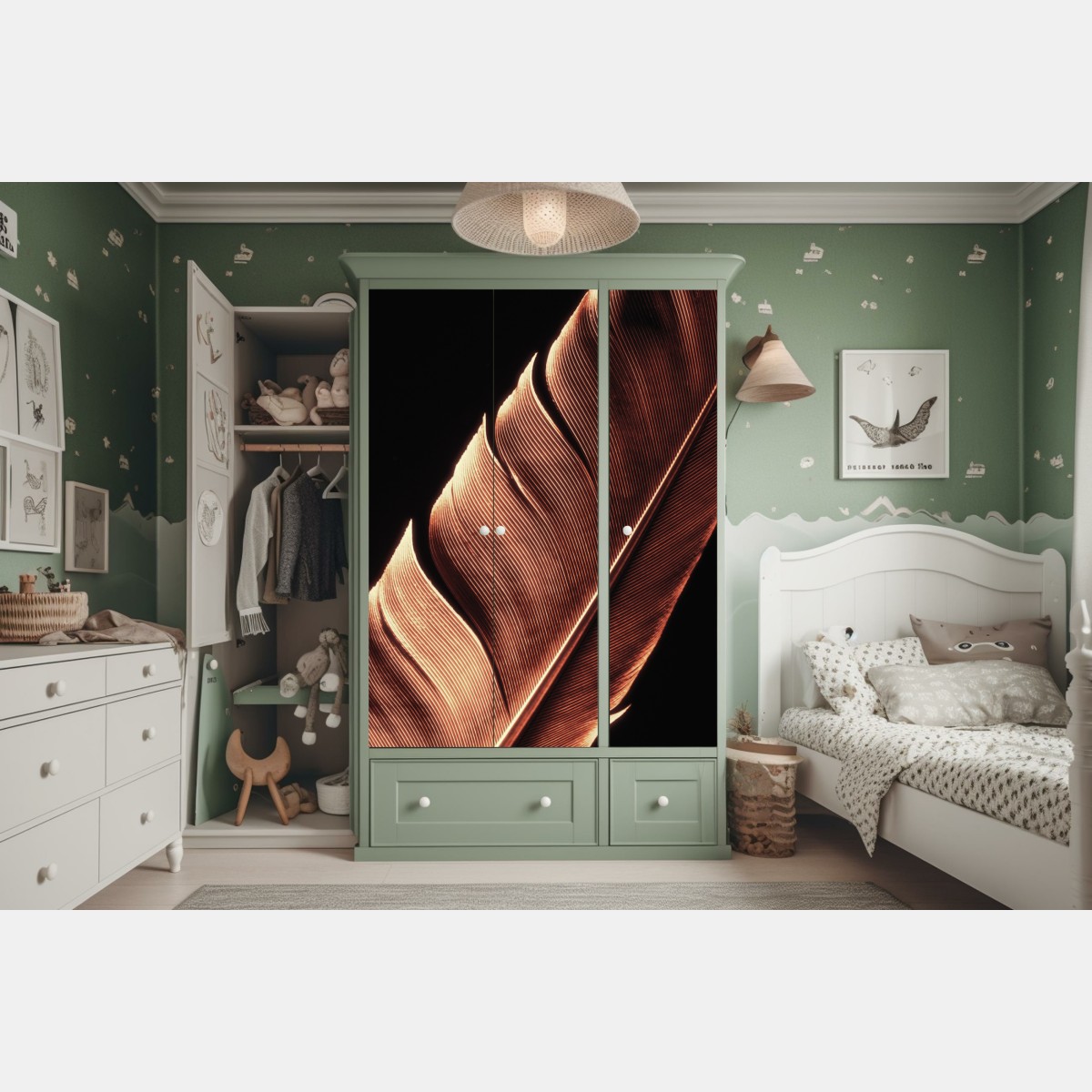 Schrankaufkleber goldene feder makro vor schwarzem hintergrund – Wallnifity® Schrankaufkleber goldene feder makro vor schwarzem hintergrund – Wallnifity®