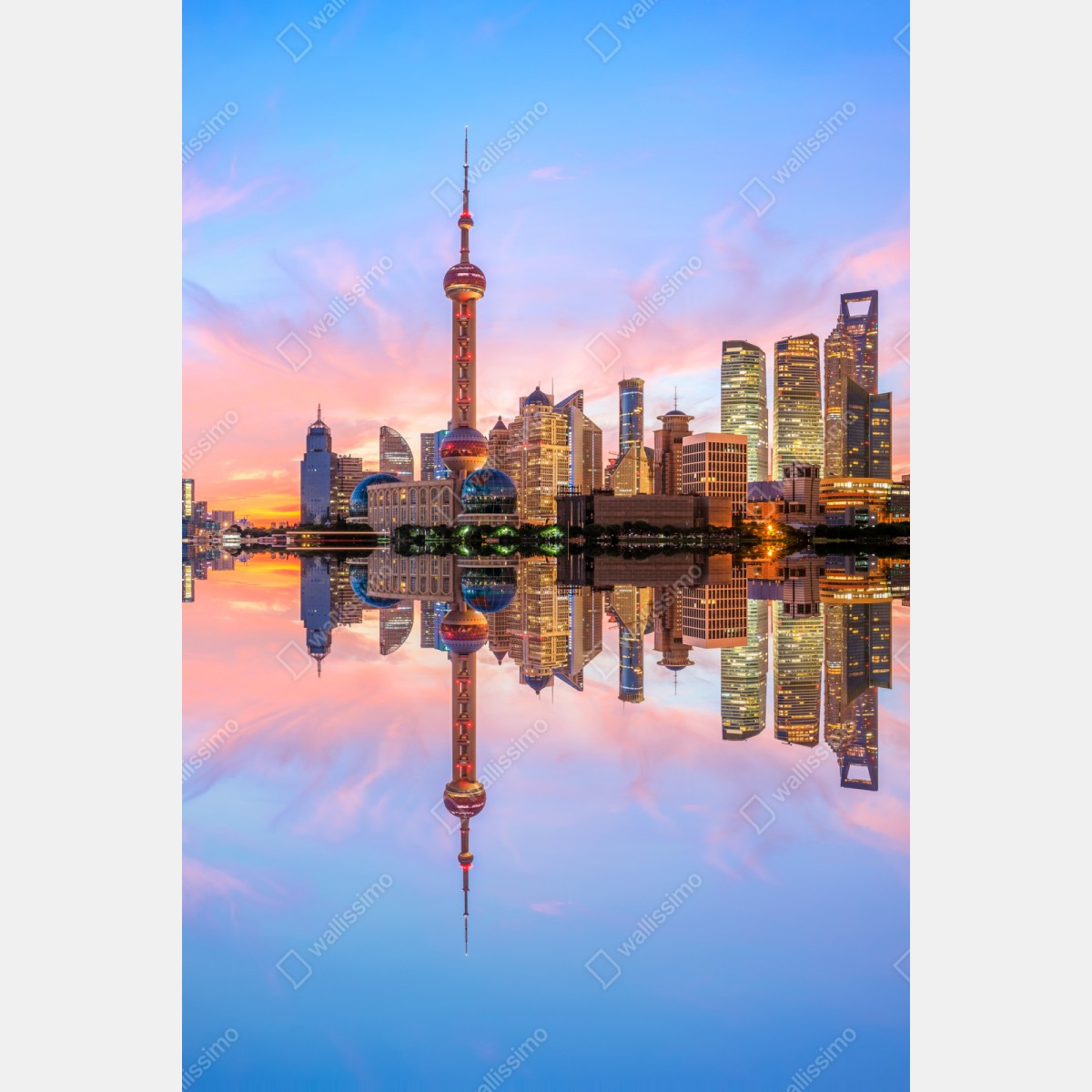 Schrankaufkleber Shanghai skyline bei sonnenaufgang – Wallnifity® Schrankaufkleber Shanghai skyline bei sonnenaufgang – Wallnifity®