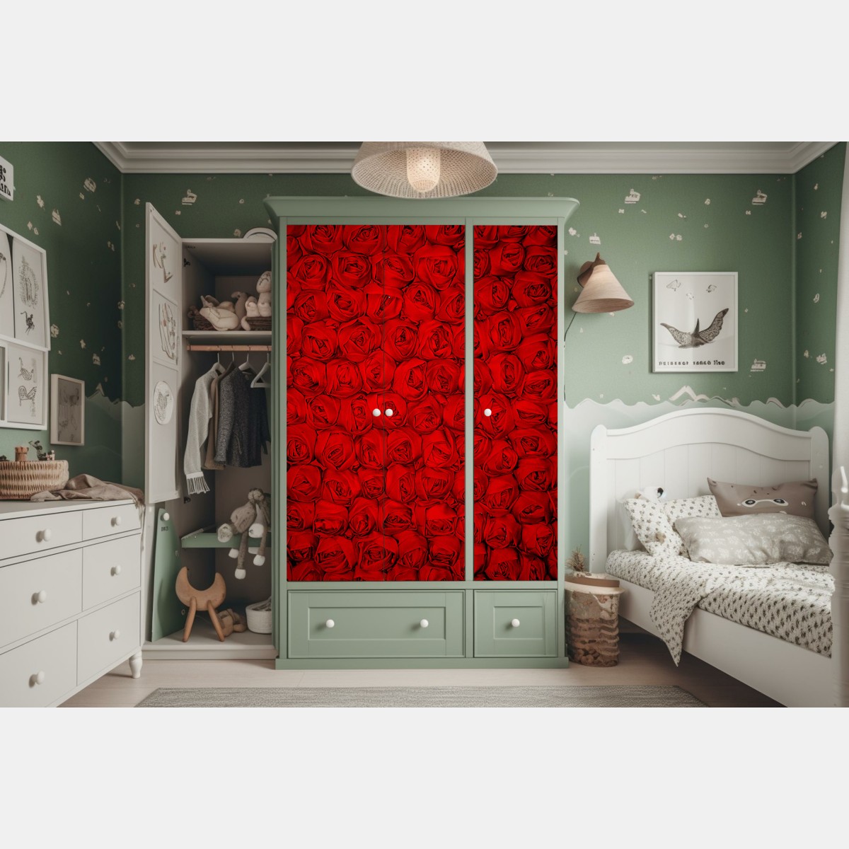 Schrankaufkleber endlose rote rosen – Wallnifity® Schrankaufkleber endlose rote rosen – Wallnifity®