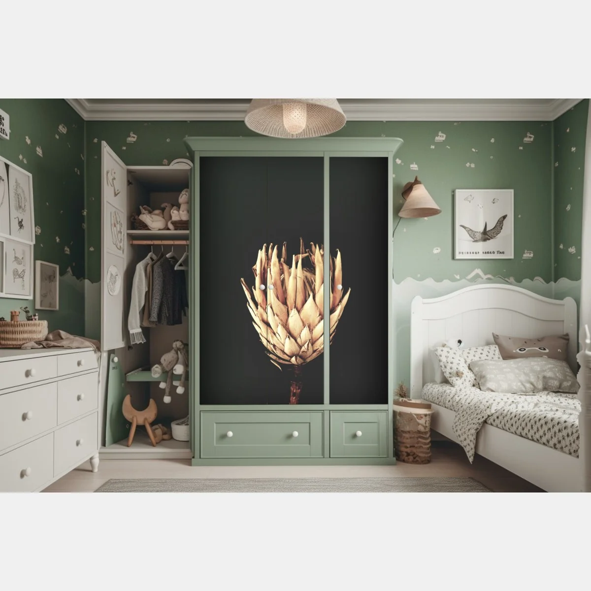 Schrankaufkleber getrocknete protea in sepia – Wallnifity® Schrankaufkleber getrocknete protea in sepia – Wallnifity®