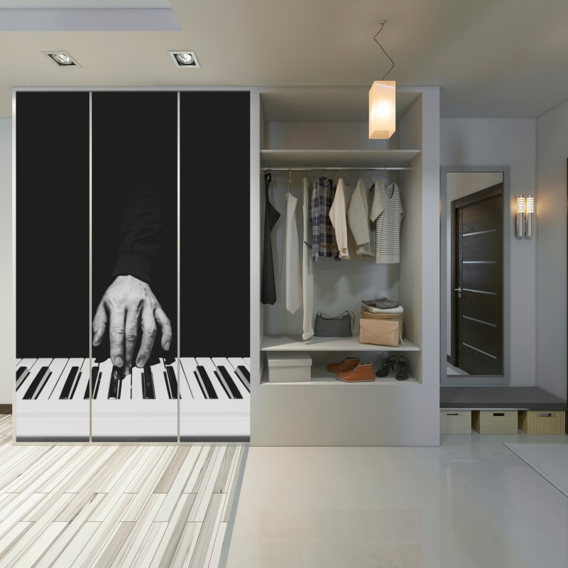 Schrankaufkleber monochromes nahaufnahme einer hand am klavier – Wallnifity® Schrankaufkleber monochromes nahaufnahme einer hand am klavier – Wallnifity®