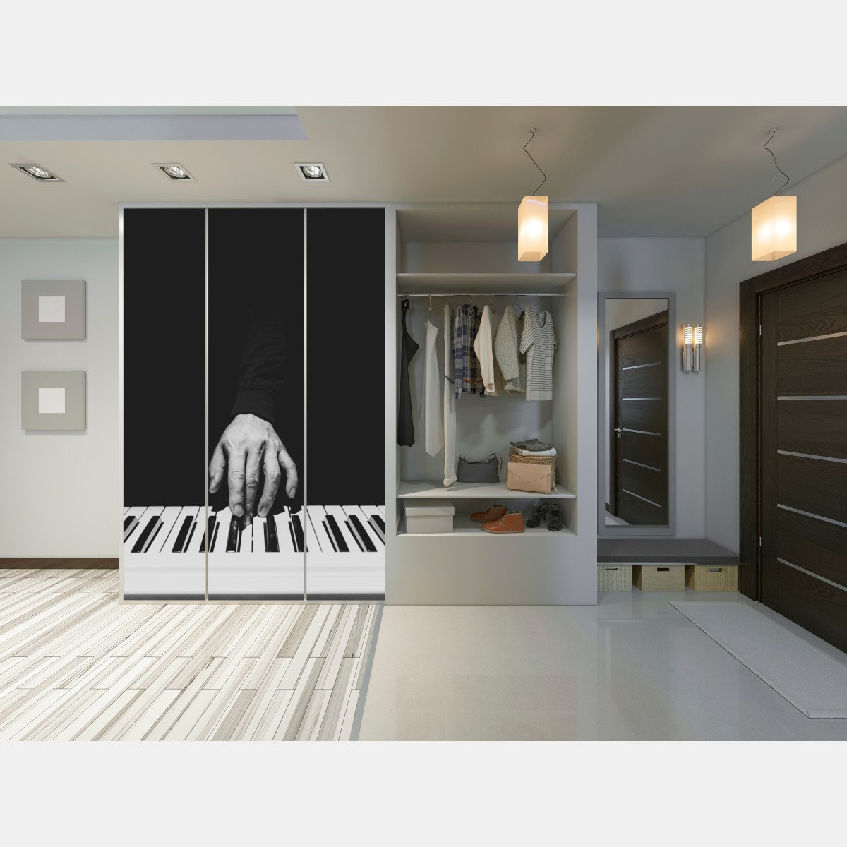 Schrankaufkleber monochromes nahaufnahme einer hand am klavier – Wallnifity® Schrankaufkleber monochromes nahaufnahme einer hand am klavier – Wallnifity®