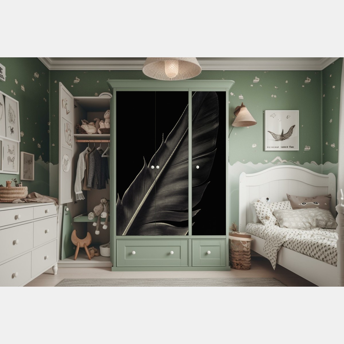 Schrankaufkleber zarte feder in makroaufnahme – Wallnifity® Schrankaufkleber zarte feder in makroaufnahme – Wallnifity®