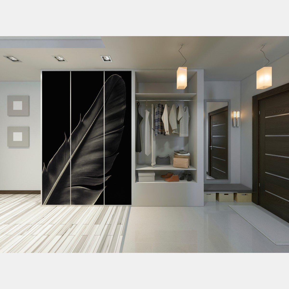 Schrankaufkleber zarte feder in makroaufnahme – Wallnifity® Schrankaufkleber zarte feder in makroaufnahme – Wallnifity®