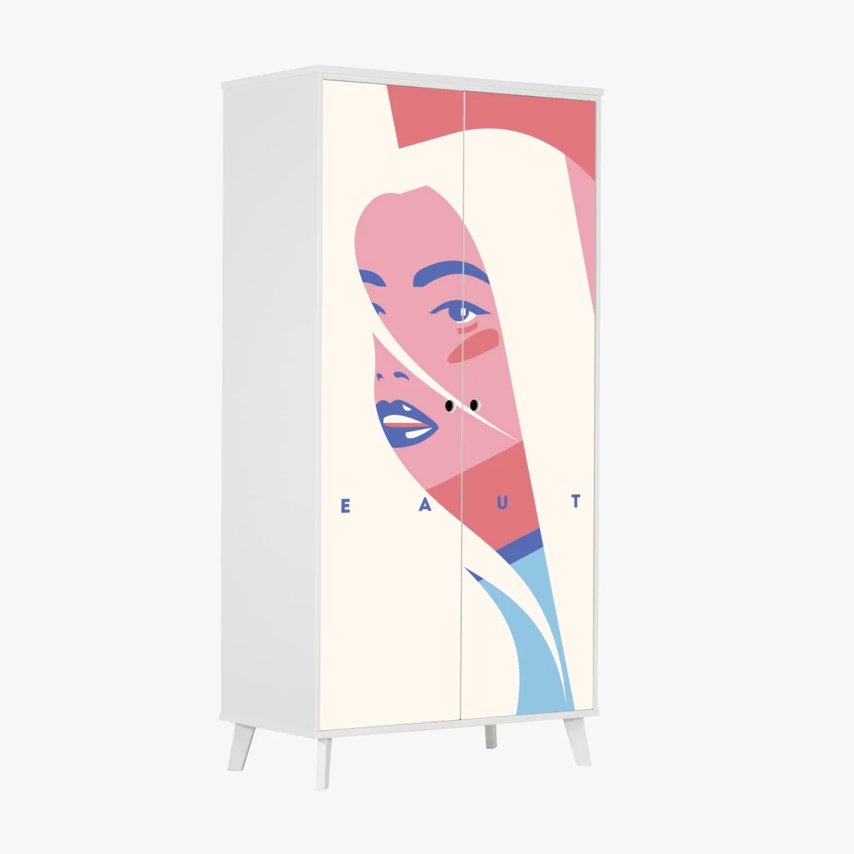 Schrankaufkleber pastell pop-art porträt der schönheit – Wallnifity®