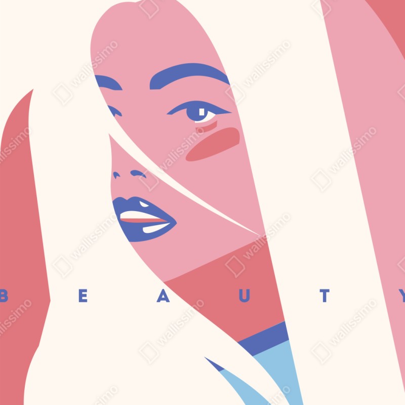 Schrankaufkleber pastell pop-art porträt der schönheit – Wallnifity®