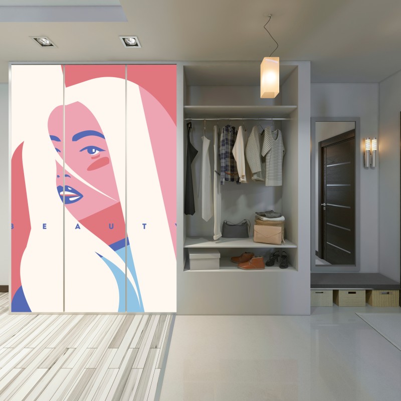 Schrankaufkleber pastell pop-art porträt der schönheit – Wallnifity®