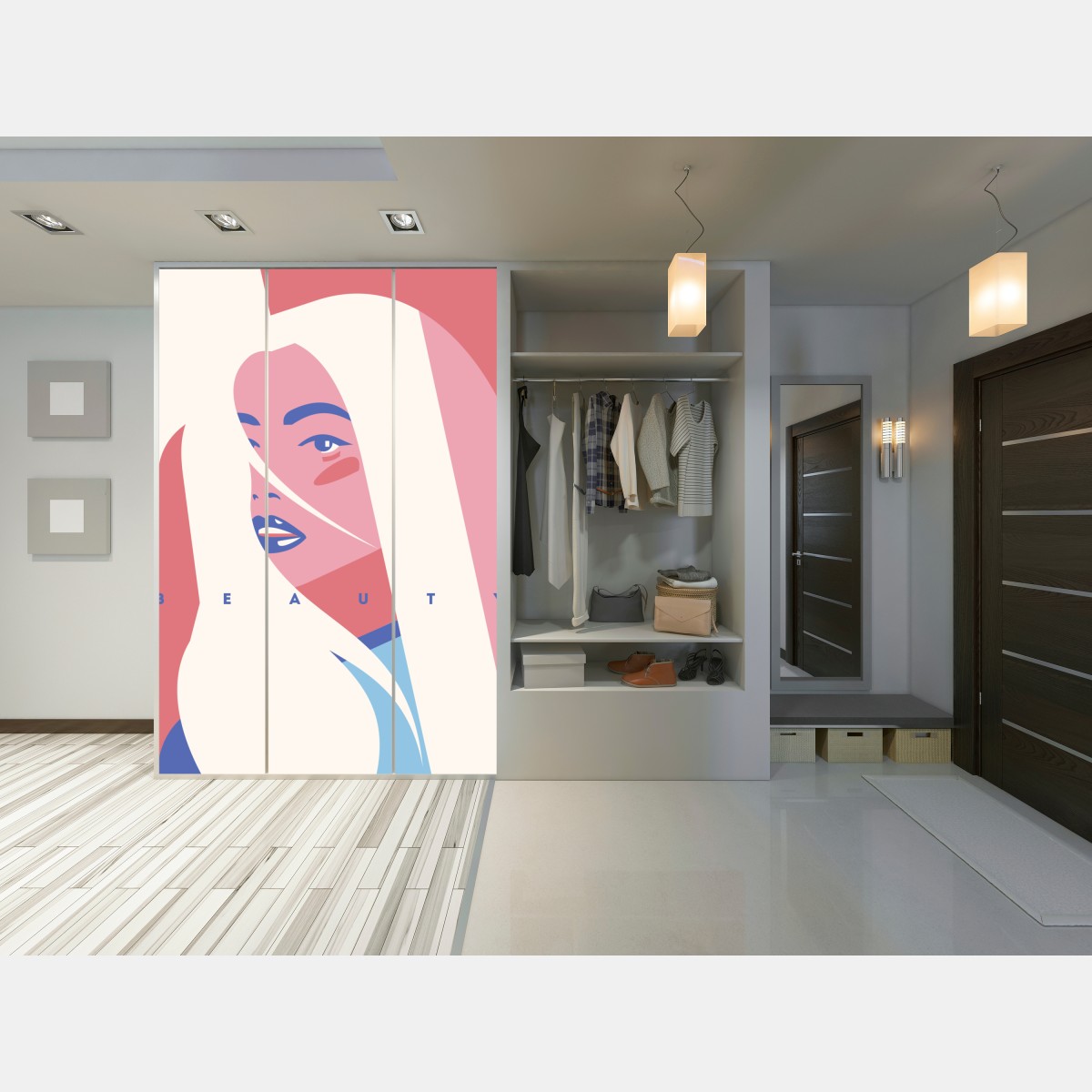 Schrankaufkleber pastell pop-art porträt der schönheit – Wallnifity®