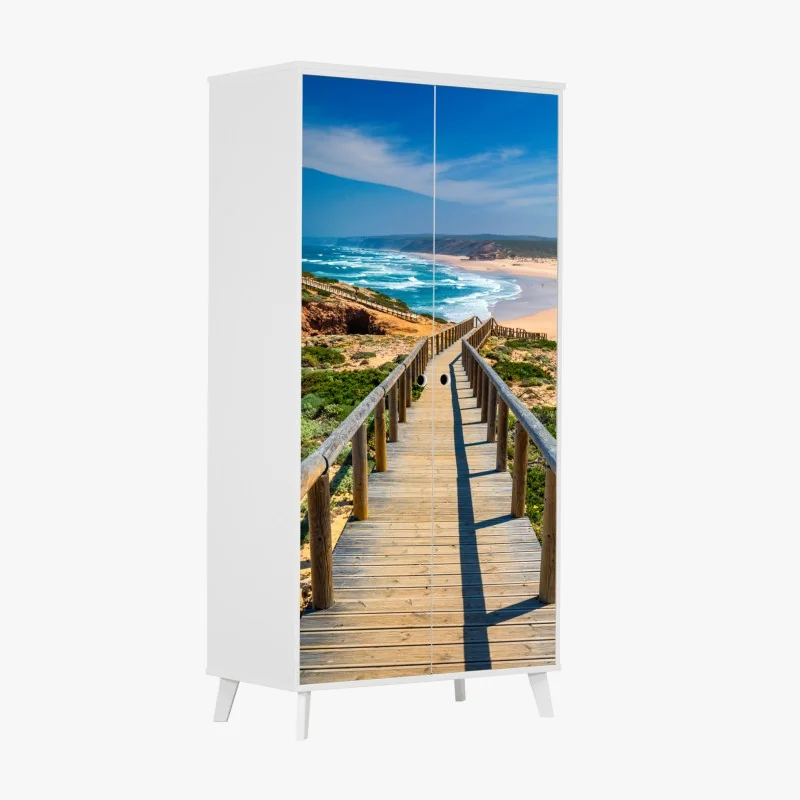 Schrankaufkleber holzsteg zur Praia da Bordeira – Wallnifity® Schrankaufkleber holzsteg zur Praia da Bordeira – Wallnifity®