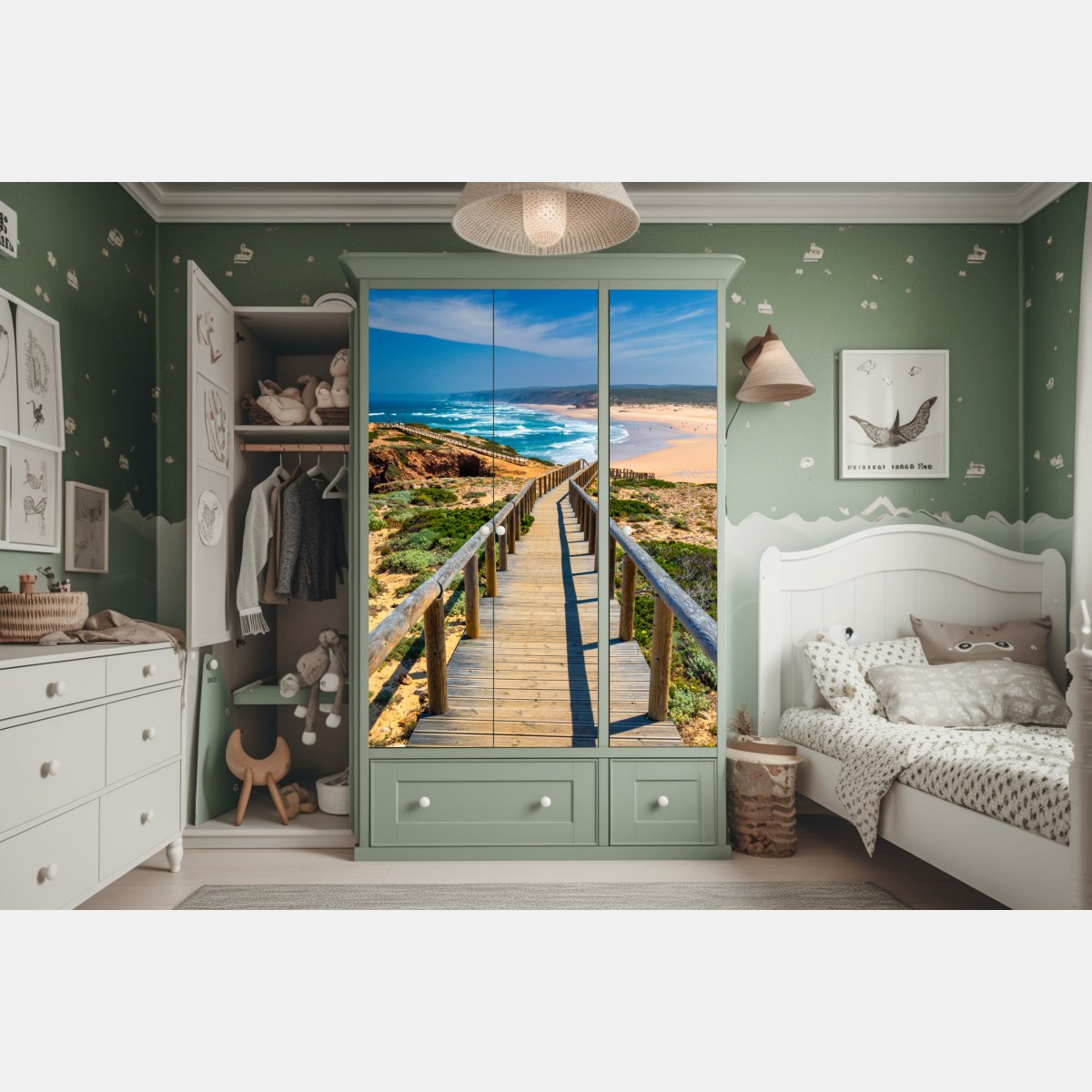 Schrankaufkleber holzsteg zur Praia da Bordeira – Wallnifity® Schrankaufkleber holzsteg zur Praia da Bordeira – Wallnifity®