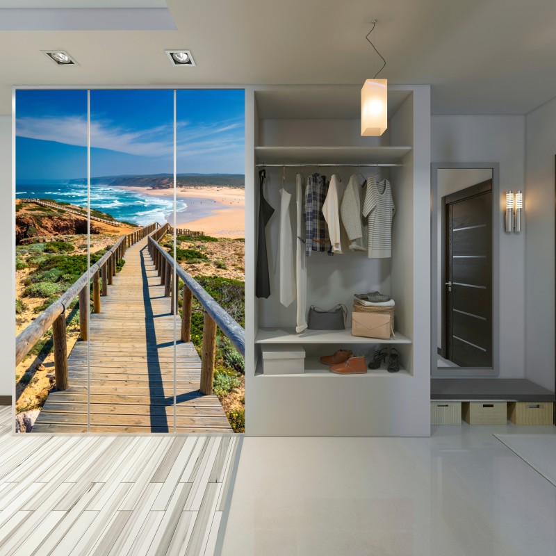 Schrankaufkleber holzsteg zur Praia da Bordeira – Wallnifity® Schrankaufkleber holzsteg zur Praia da Bordeira – Wallnifity®