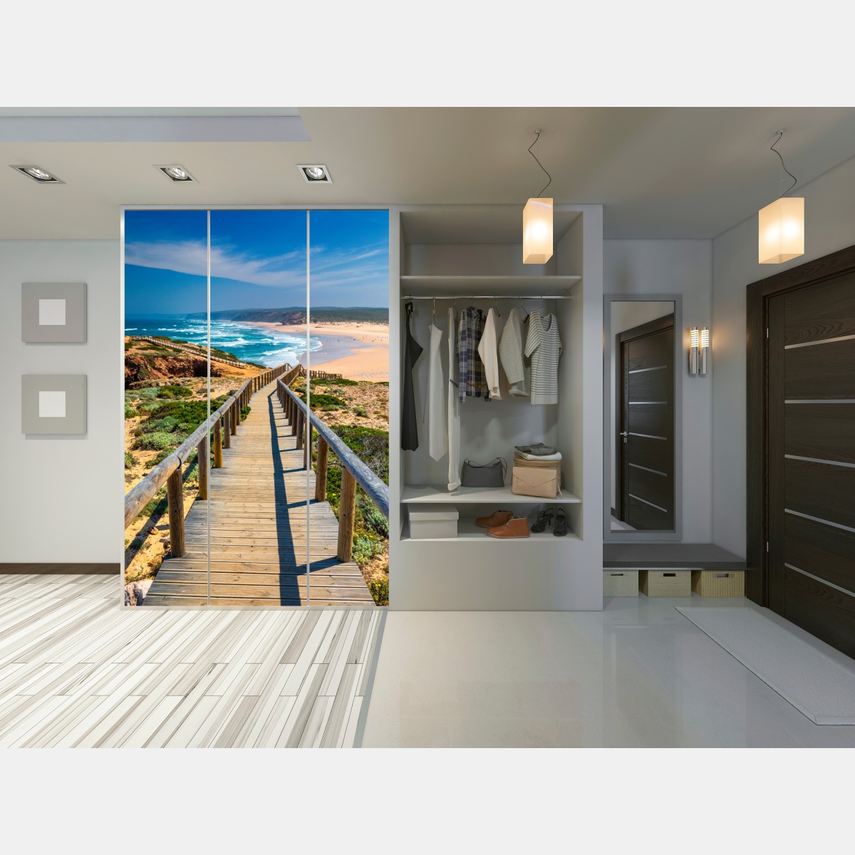 Schrankaufkleber holzsteg zur Praia da Bordeira – Wallnifity® Schrankaufkleber holzsteg zur Praia da Bordeira – Wallnifity®