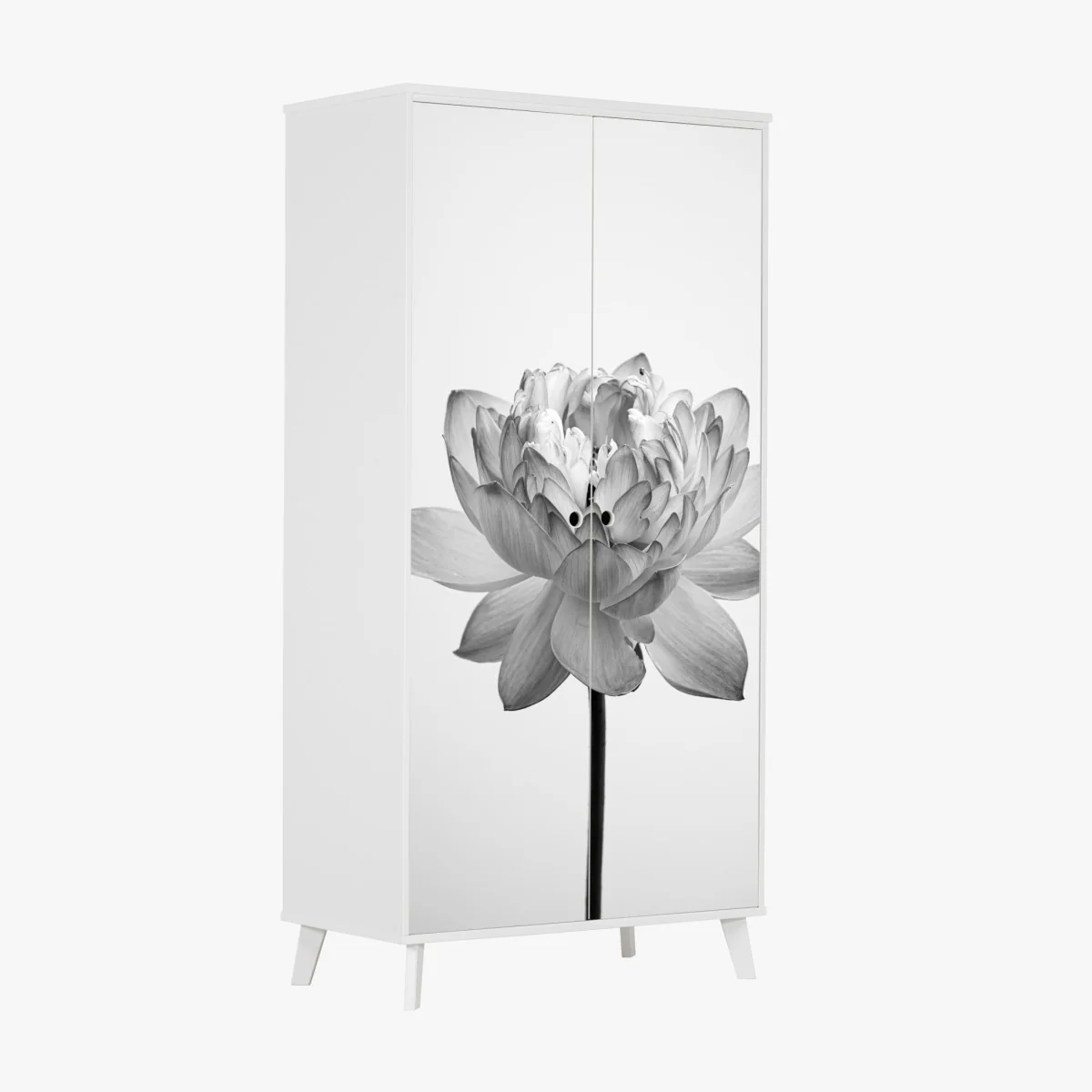 Schrankaufkleber ruhevoller lotus in graustufen – Wallnifity® Schrankaufkleber ruhevoller lotus in graustufen – Wallnifity®