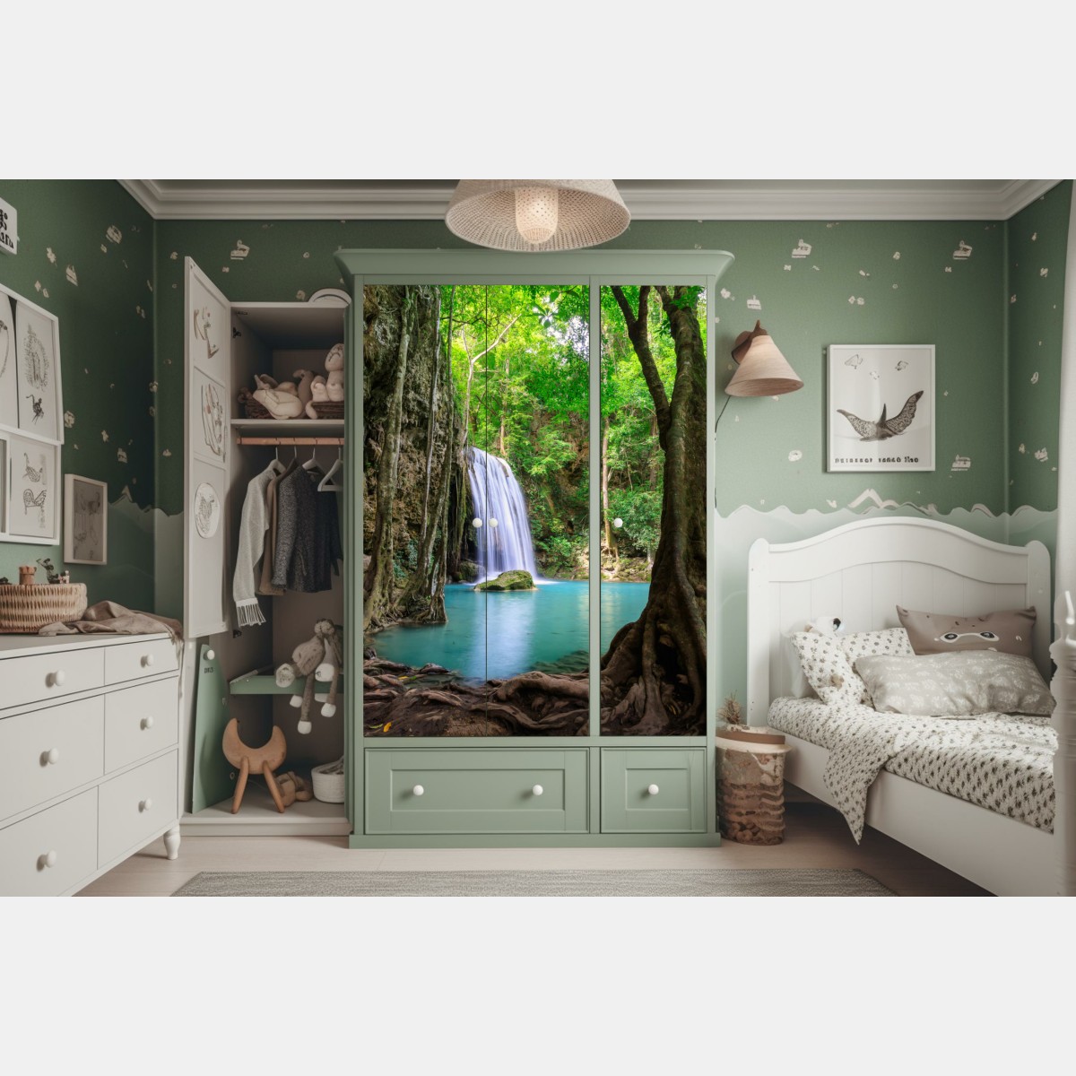 Schrankaufkleber ruhiger wasserfall im Erawan Nationalpark – Wallnifity®