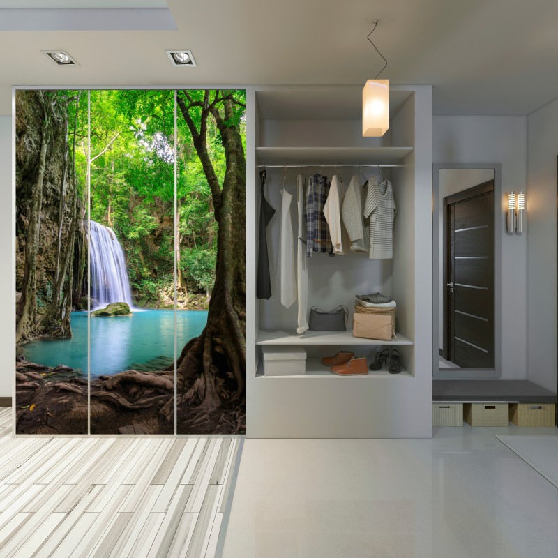 Schrankaufkleber ruhiger wasserfall im Erawan Nationalpark – Wallnifity®