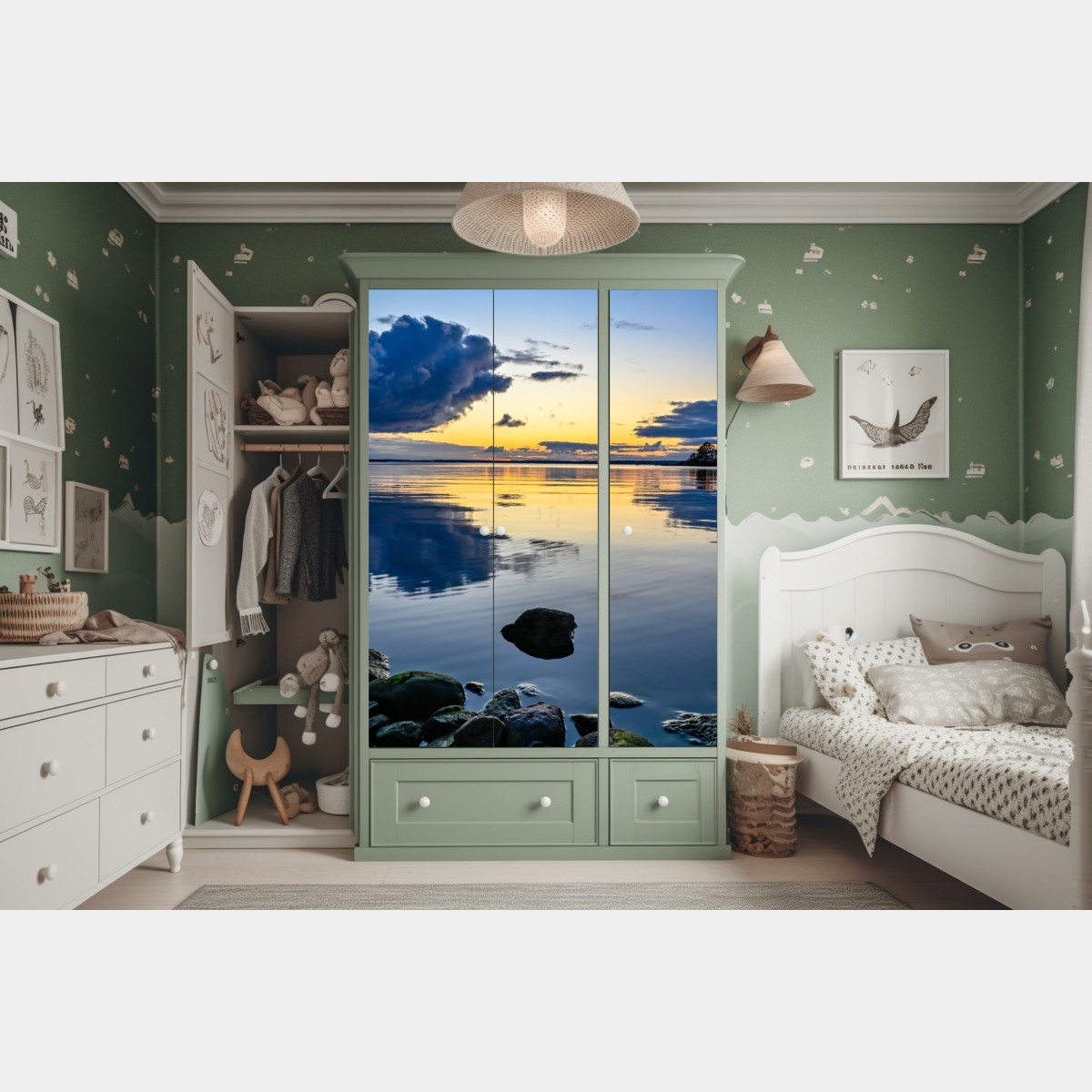 Schrankaufkleber ruhige küstenlandschaft bei sonnenuntergang – Wallnifity® Schrankaufkleber ruhige küstenlandschaft bei sonnenuntergang – Wallnifity®