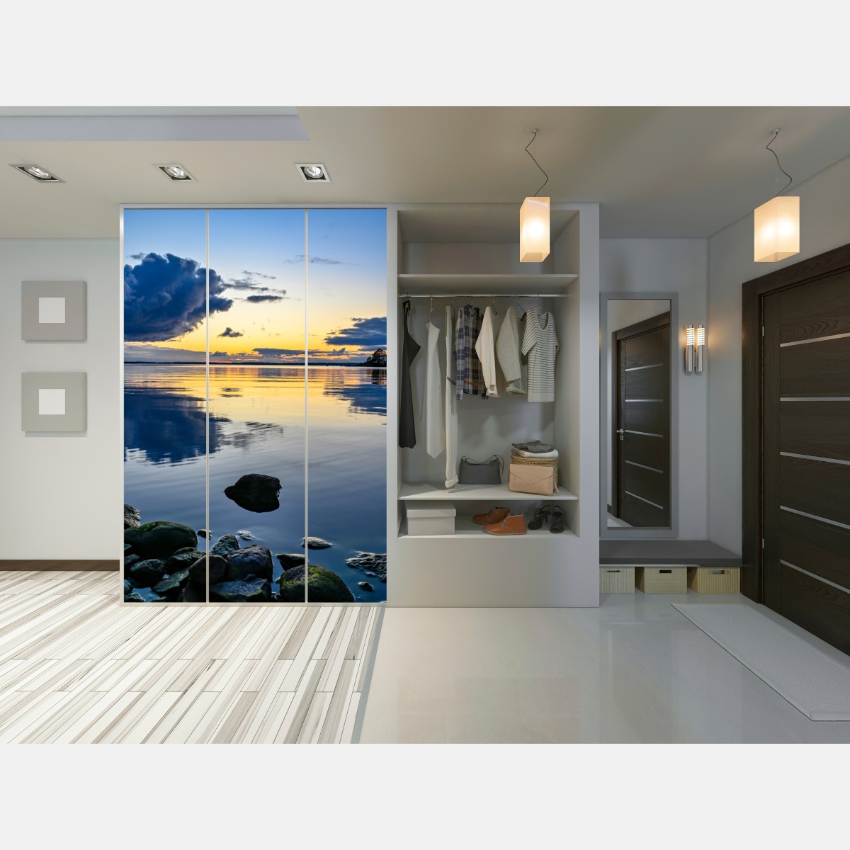 Schrankaufkleber ruhige küstenlandschaft bei sonnenuntergang – Wallnifity® Schrankaufkleber ruhige küstenlandschaft bei sonnenuntergang – Wallnifity®