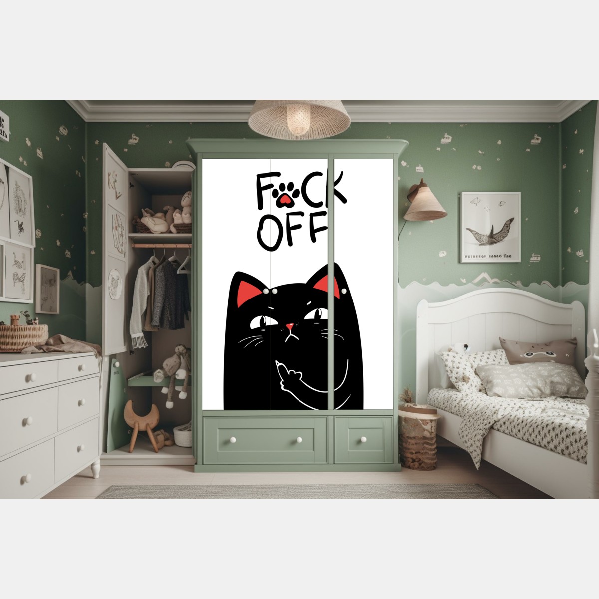 Schrankaufkleber freche schwarze katze mit attitude – Wallnifity® Schrankaufkleber freche schwarze katze mit attitude – Wallnifity®