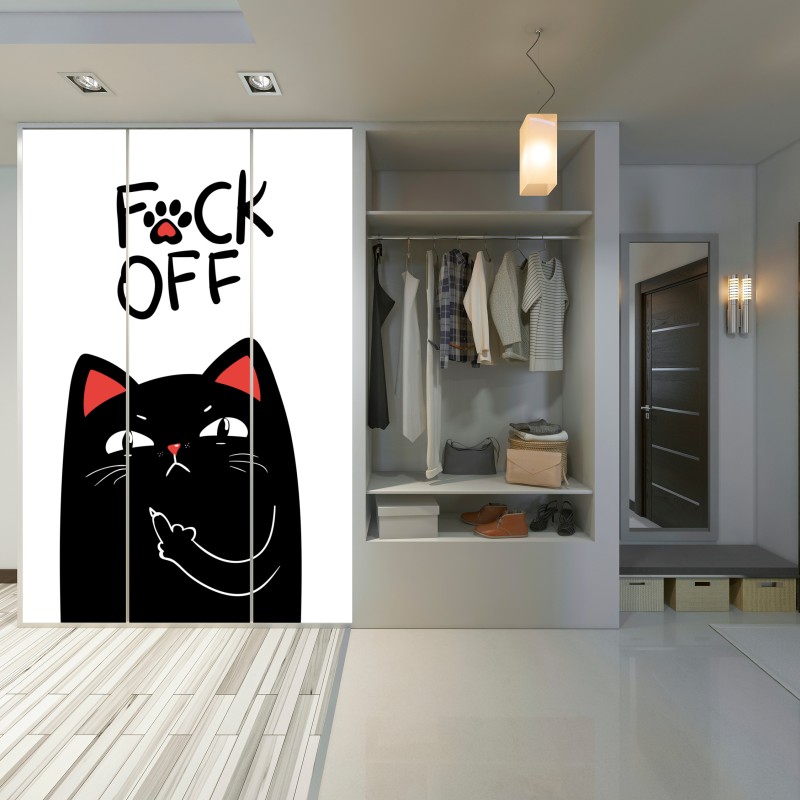Schrankaufkleber freche schwarze katze mit attitude – Wallnifity® Schrankaufkleber freche schwarze katze mit attitude – Wallnifity®