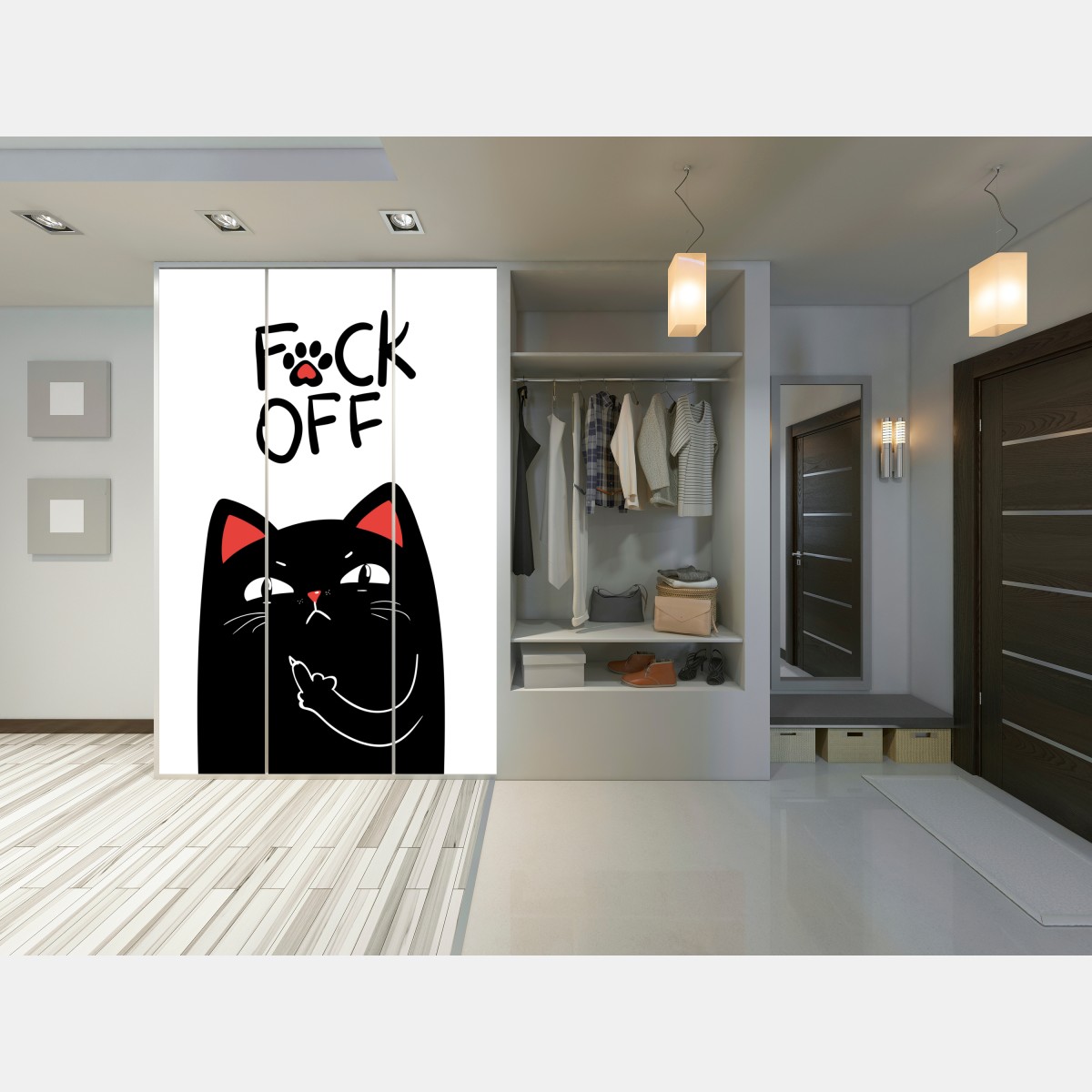 Schrankaufkleber freche schwarze katze mit attitude – Wallnifity® Schrankaufkleber freche schwarze katze mit attitude – Wallnifity®