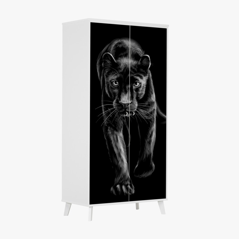 Schrankaufkleber leuchtende lila-blaue abstrakte 3d-formen – Wallnifity®