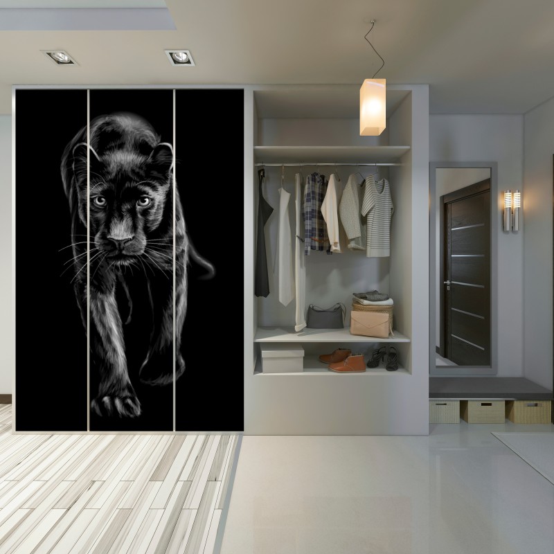 Schrankaufkleber schreitender schwarzer panther illustration – Wallnifity® Schrankaufkleber schreitender schwarzer panther illustration – Wallnifity®