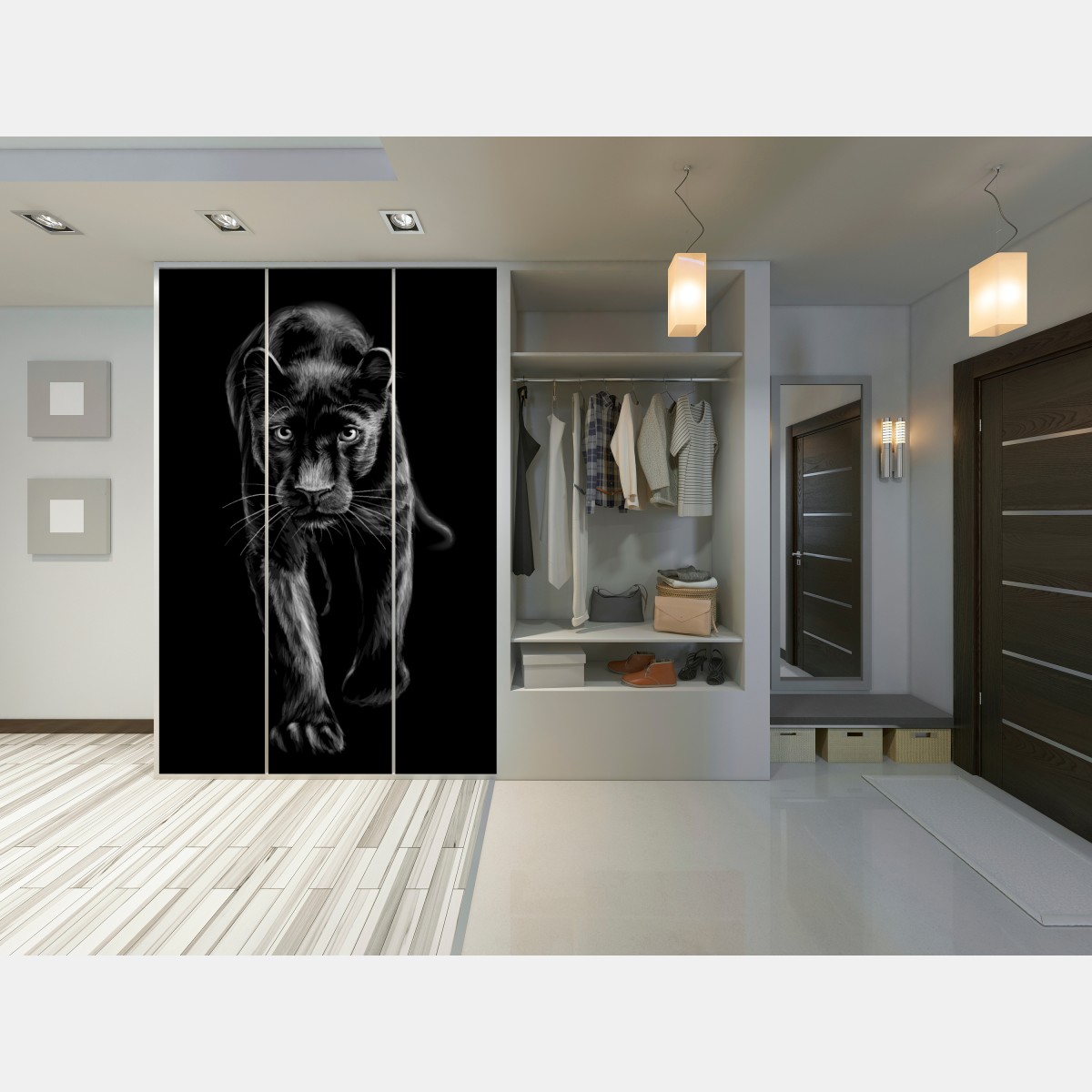Schrankaufkleber schreitender schwarzer panther illustration – Wallnifity® Schrankaufkleber schreitender schwarzer panther illustration – Wallnifity®