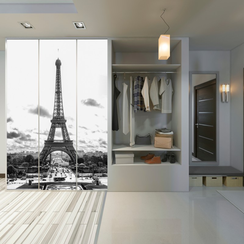 Schrankaufkleber Paris Eiffelturm in monochrom – Wallnifity® Schrankaufkleber Paris Eiffelturm in monochrom – Wallnifity®