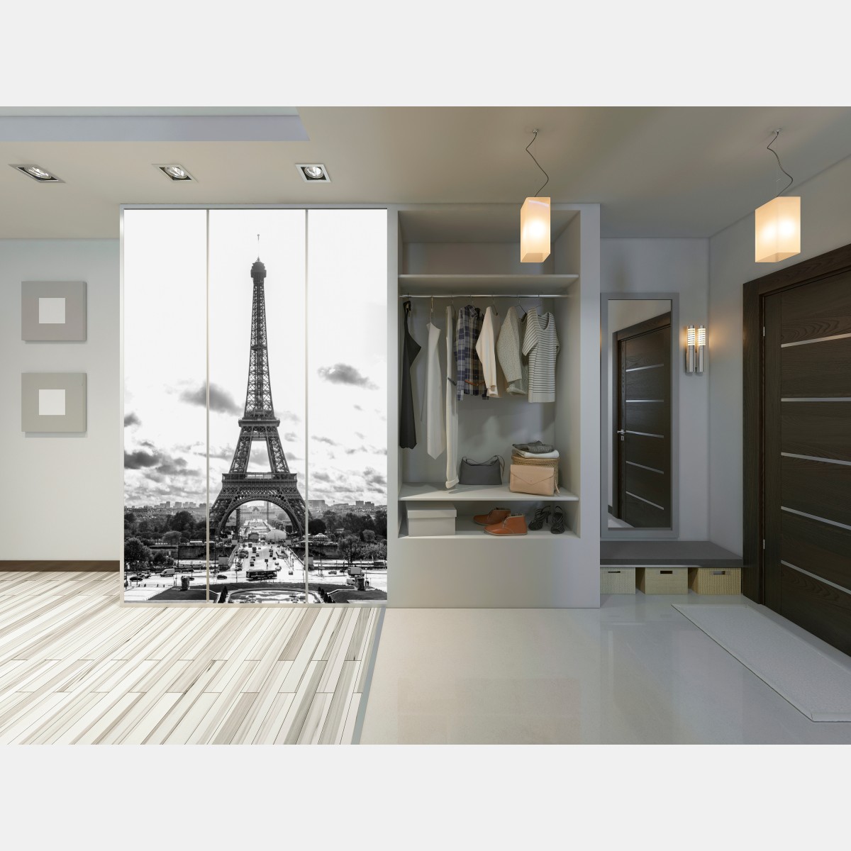 Schrankaufkleber Paris Eiffelturm in monochrom – Wallnifity® Schrankaufkleber Paris Eiffelturm in monochrom – Wallnifity®