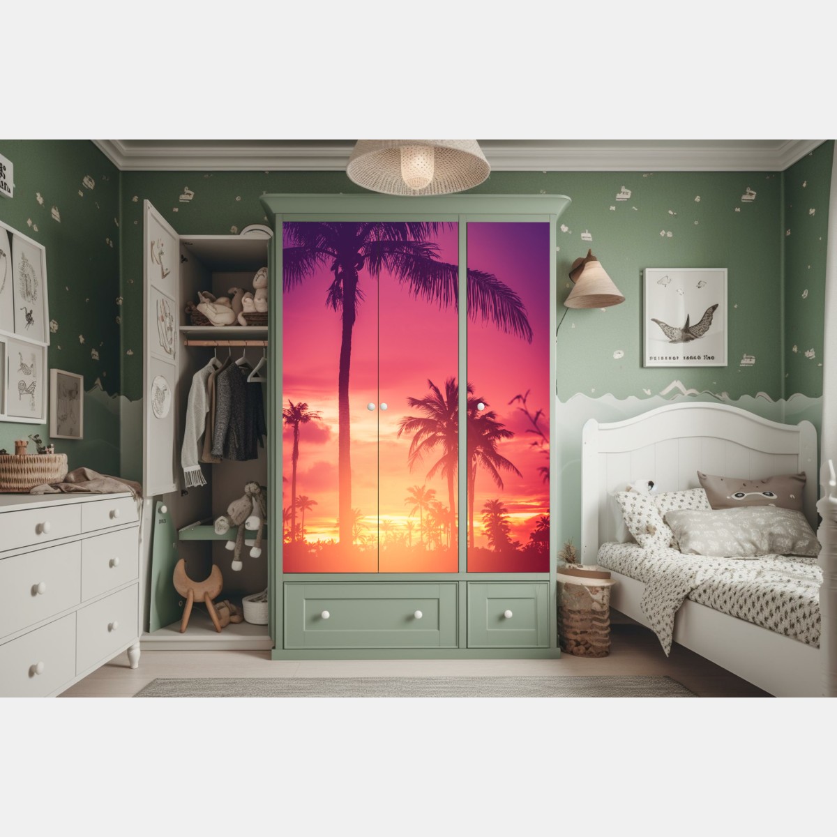 Schrankaufkleber tropischer sonnenuntergang mit palmen – Wallnifity® Schrankaufkleber tropischer sonnenuntergang mit palmen – Wallnifity®