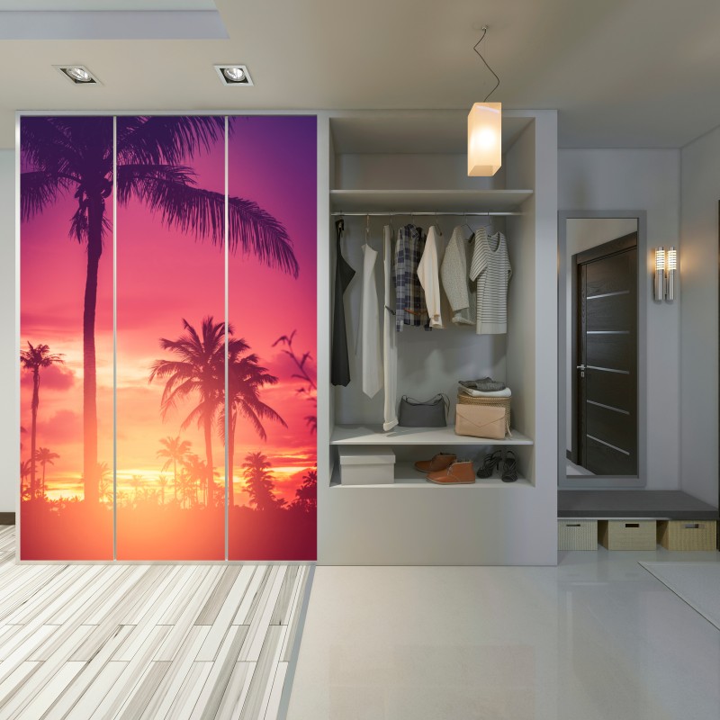 Schrankaufkleber tropischer sonnenuntergang mit palmen – Wallnifity® Schrankaufkleber tropischer sonnenuntergang mit palmen – Wallnifity®