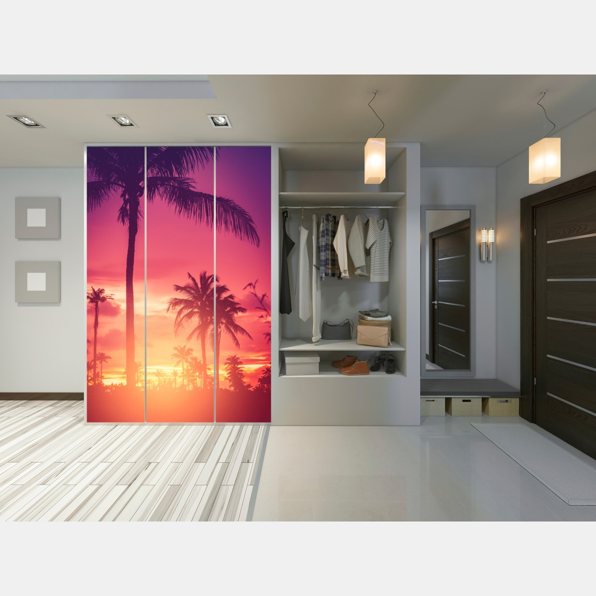 Schrankaufkleber tropischer sonnenuntergang mit palmen – Wallnifity® Schrankaufkleber tropischer sonnenuntergang mit palmen – Wallnifity®