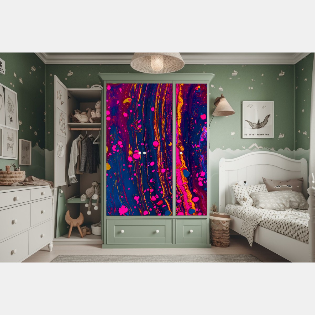 Schrankaufkleber neon marmorierte abstrakte wandgrafik – Wallnifity® Schrankaufkleber neon marmorierte abstrakte wandgrafik – Wallnifity®