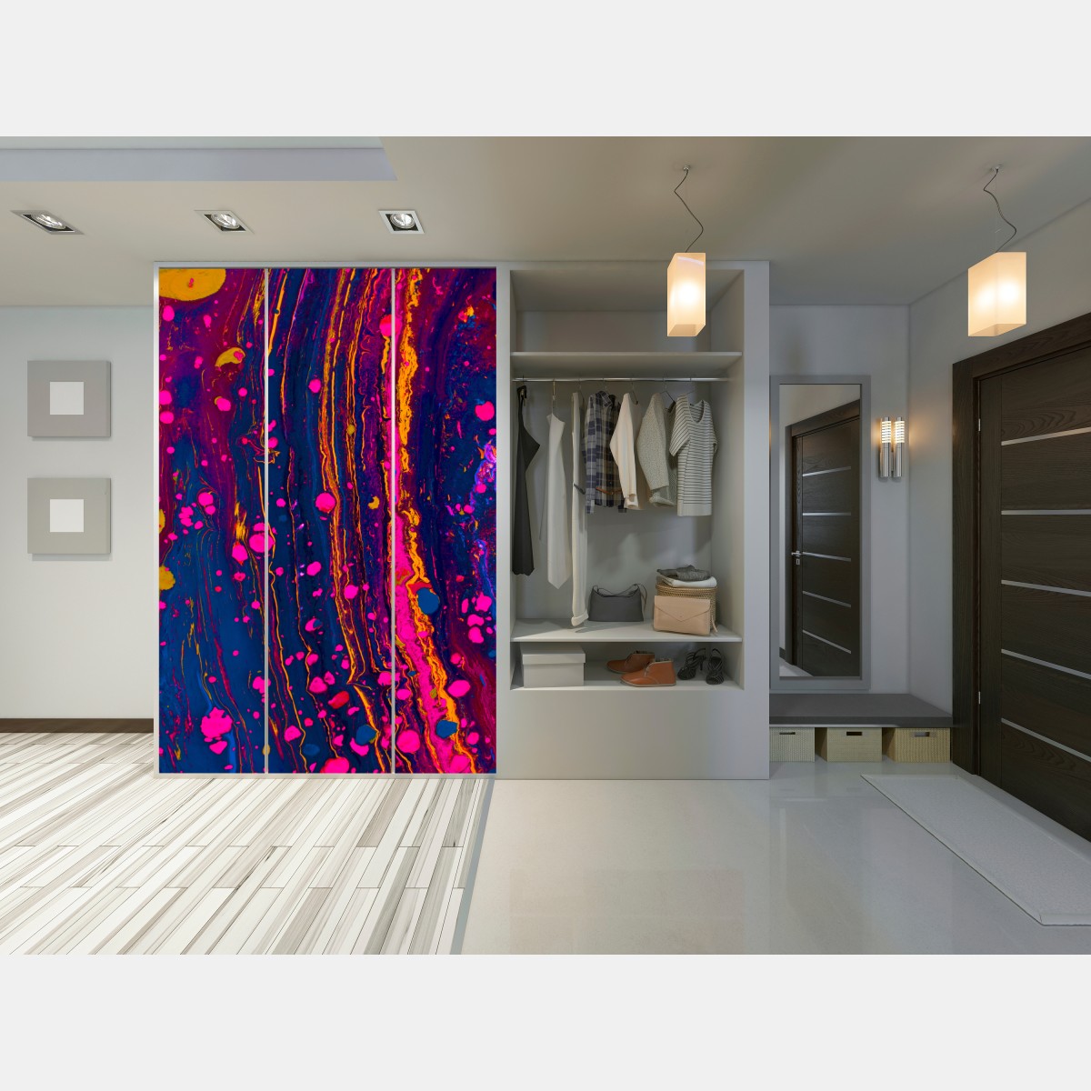 Schrankaufkleber neon marmorierte abstrakte wandgrafik – Wallnifity® Schrankaufkleber neon marmorierte abstrakte wandgrafik – Wallnifity®