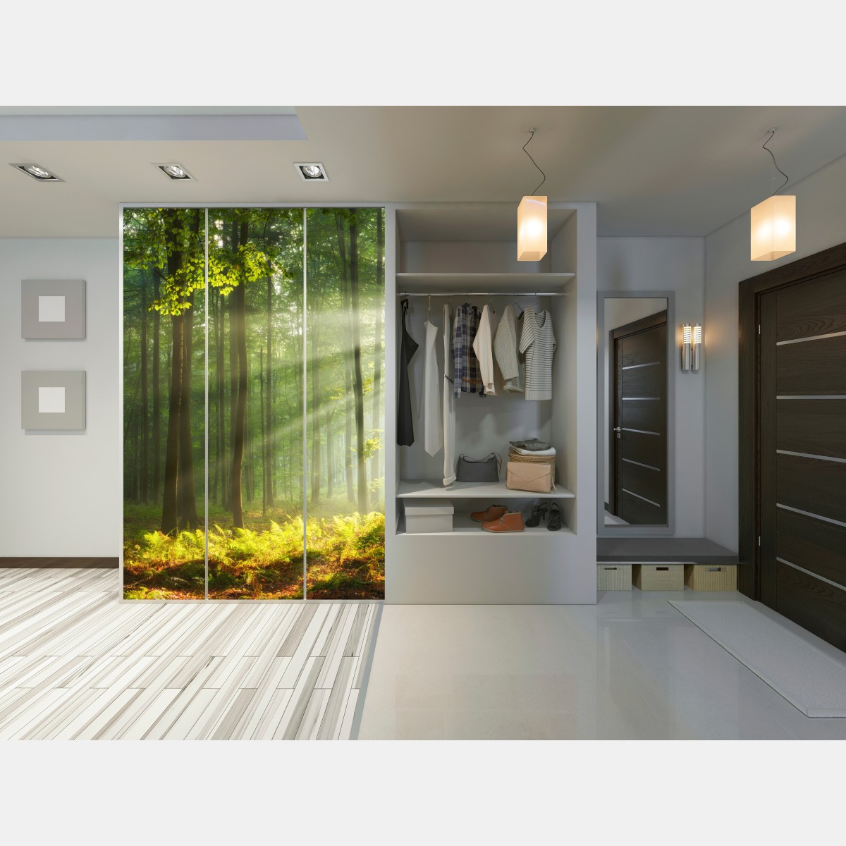 Schrankaufkleber sonniger morgenwald – Wallnifity® Schrankaufkleber sonniger morgenwald – Wallnifity®