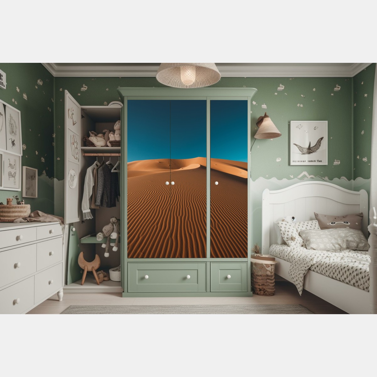 Schrankaufkleber goldene sanddünen unter tiefblauem himmel – Wallnifity®