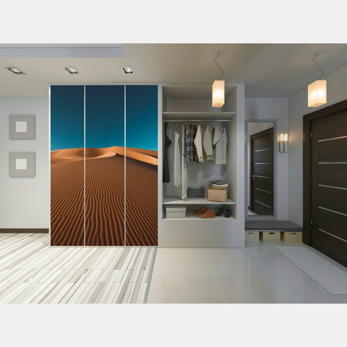 Schrankaufkleber goldene sanddünen unter tiefblauem himmel – Wallnifity®