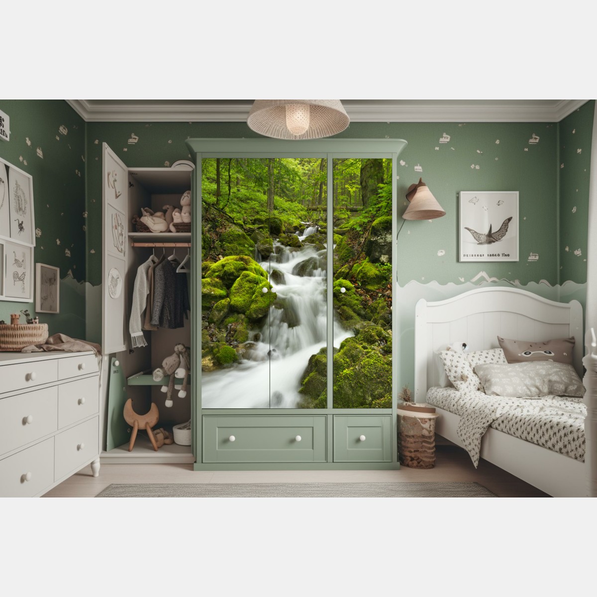 Schrankaufkleber moosiger wasserfall – Wallnifity® Schrankaufkleber moosiger wasserfall – Wallnifity®