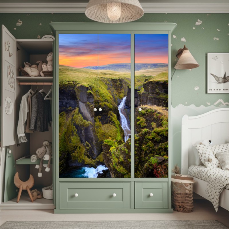 Schrankaufkleber türkis floral muster mit blumen – Wallnifity®