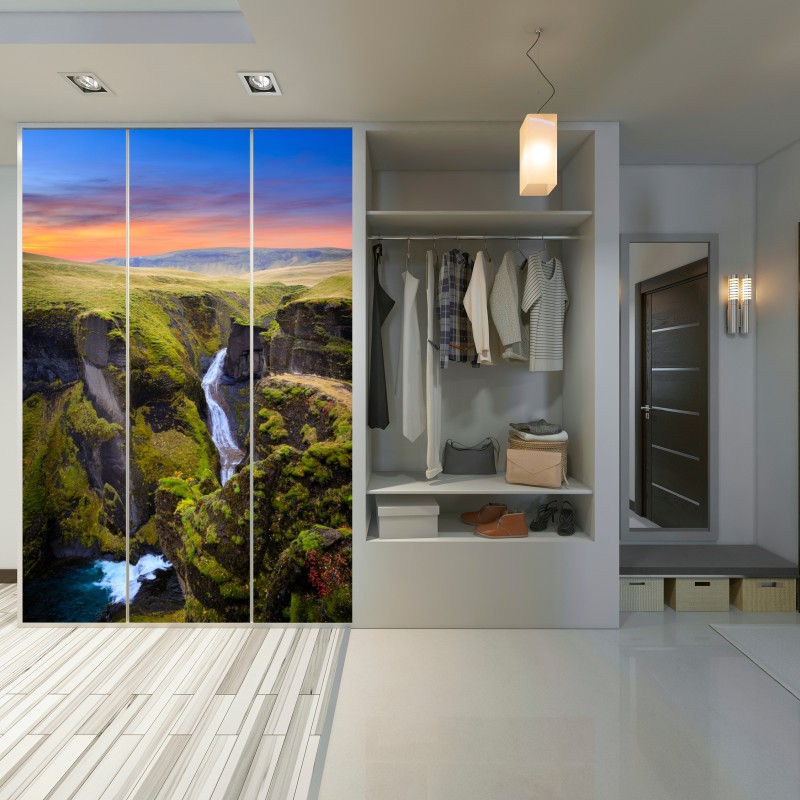 Schrankaufkleber Fjadrargljufur schlucht bei sonnenuntergang – Wallnifity® Schrankaufkleber Fjadrargljufur schlucht bei sonnenuntergang – Wallnifity®