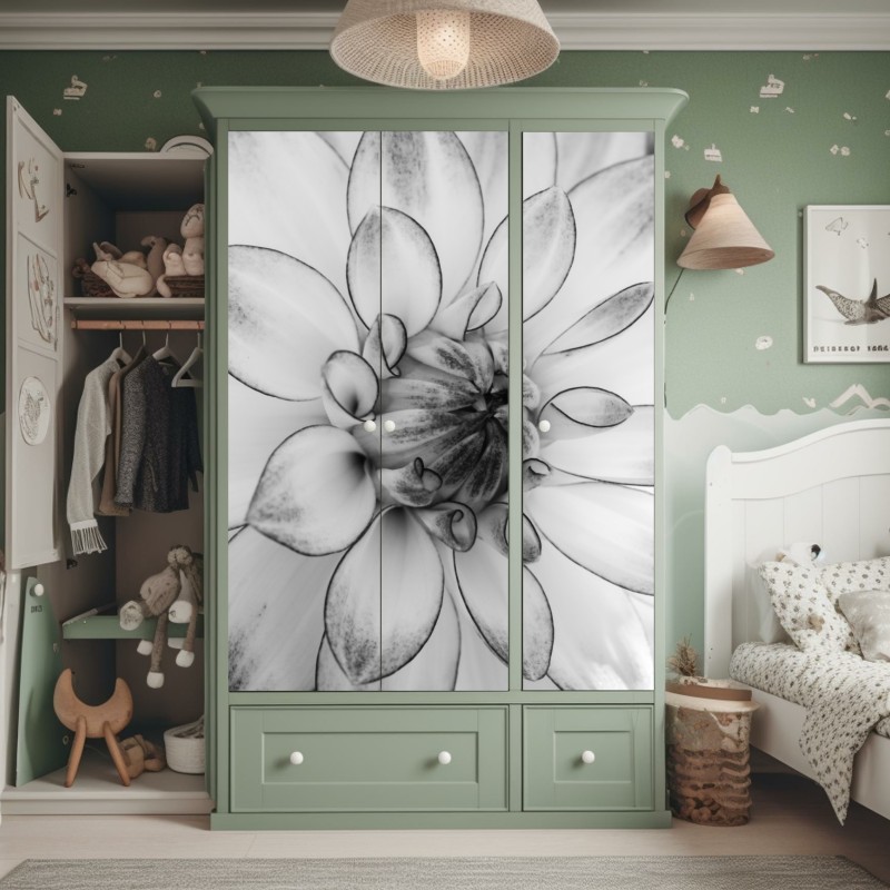 Schrankaufkleber monochrome feder mit wassertropfen – Wallnifity®