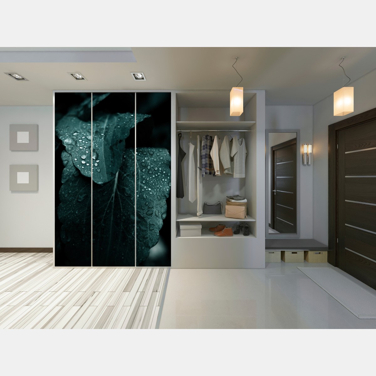 Schrankaufkleber tautropfen auf blättern – Wallnifity® Schrankaufkleber tautropfen auf blättern – Wallnifity®