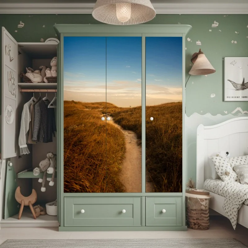 Schrankaufkleber sonnenbeschienener weg durch die dünen – Wallnifity® Schrankaufkleber sonnenbeschienener weg durch die dünen – Wallnifity®