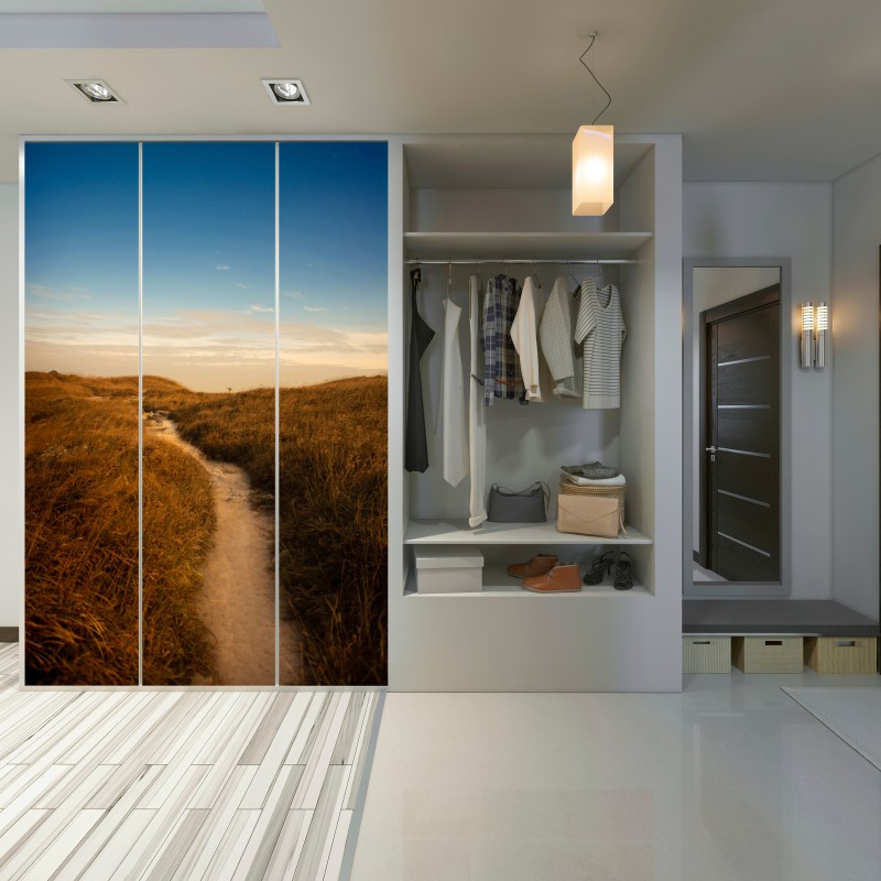 Schrankaufkleber sonnenbeschienener weg durch die dünen – Wallnifity® Schrankaufkleber sonnenbeschienener weg durch die dünen – Wallnifity®