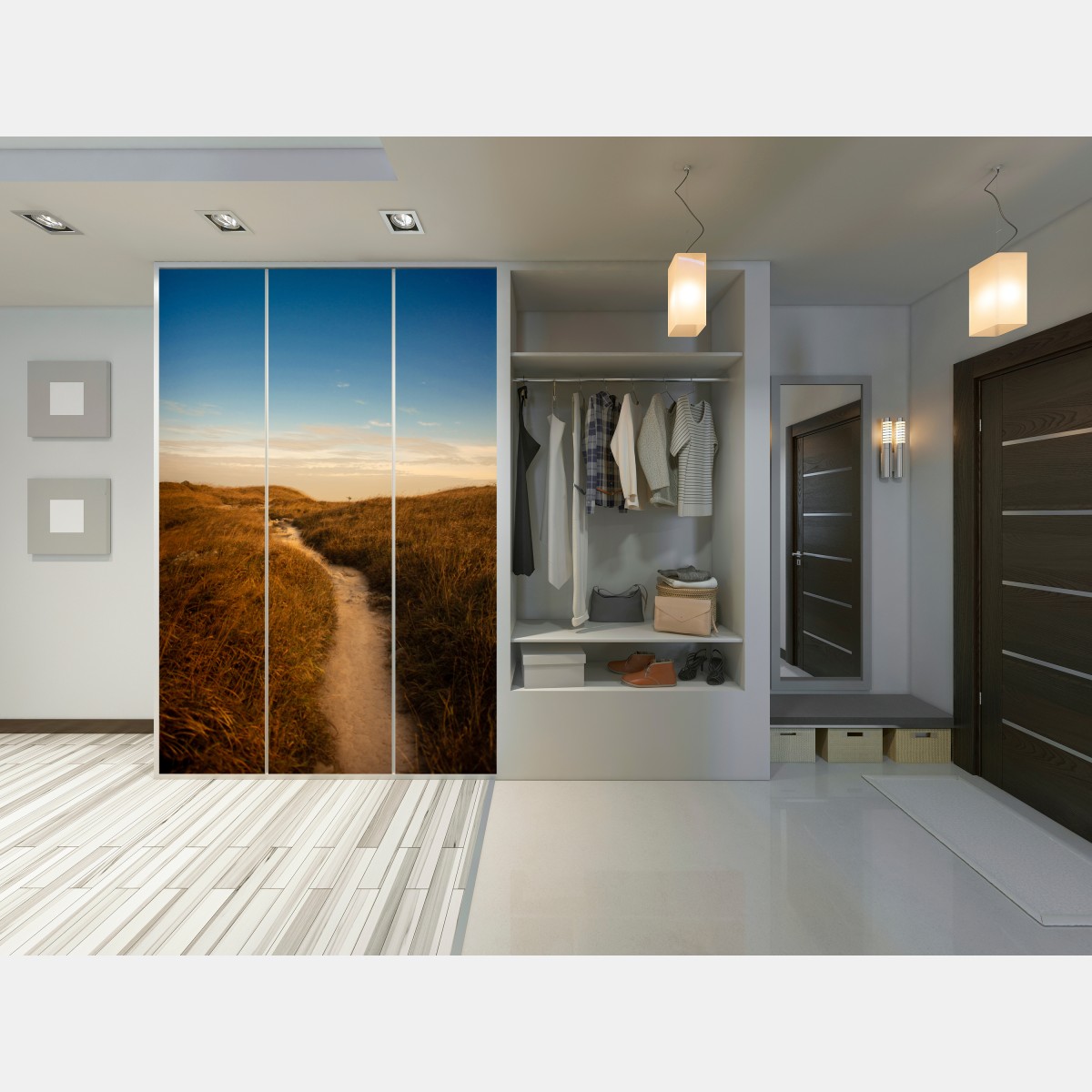 Schrankaufkleber sonnenbeschienener weg durch die dünen – Wallnifity® Schrankaufkleber sonnenbeschienener weg durch die dünen – Wallnifity®