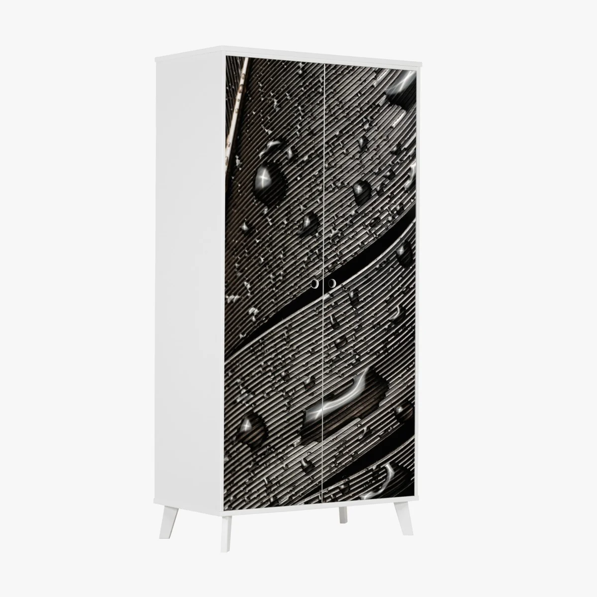 Schrankaufkleber monochrome feder mit wassertropfen – Wallnifity® Schrankaufkleber monochrome feder mit wassertropfen – Wallnifity®