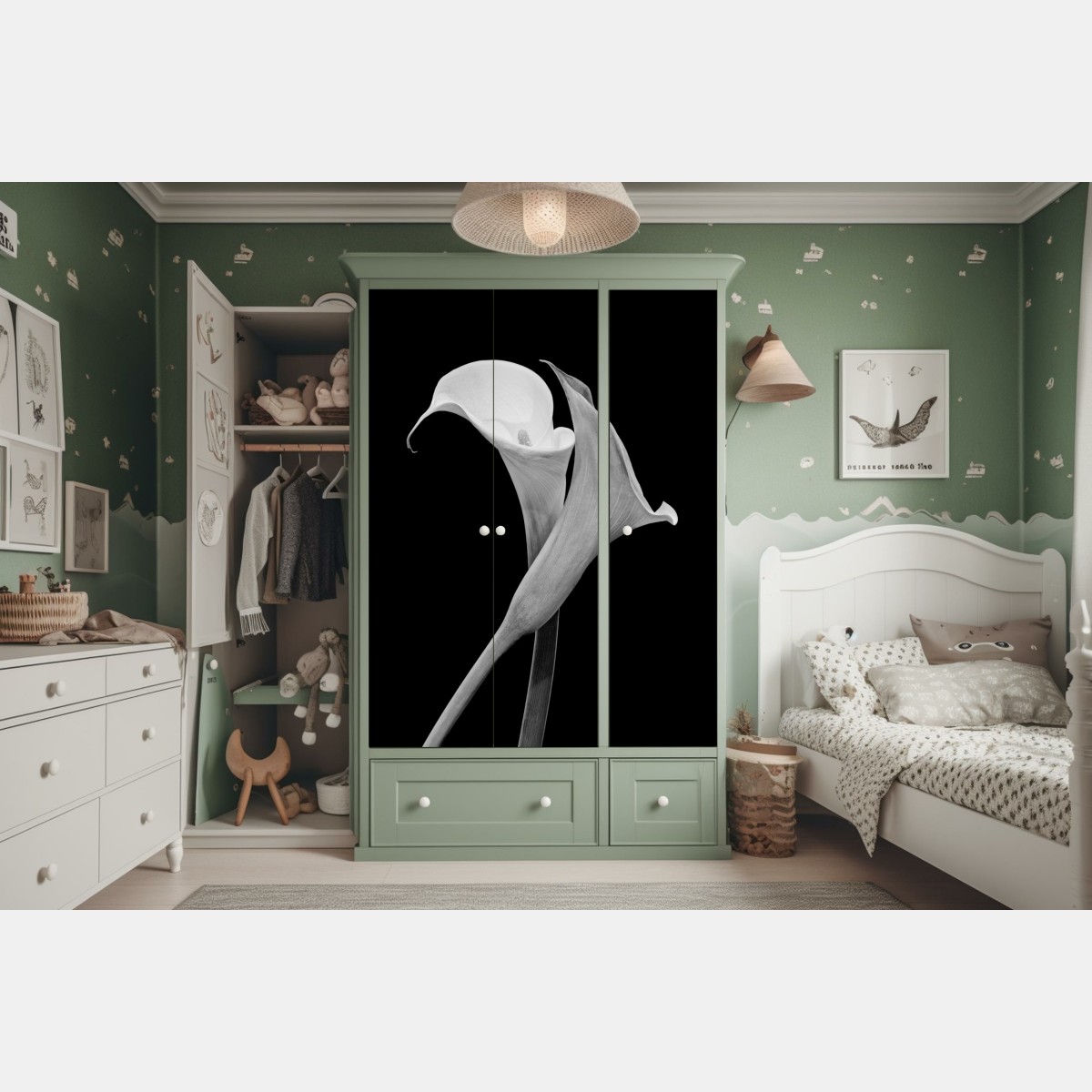 Schrankaufkleber elegante callas in monochrom – Wallnifity®