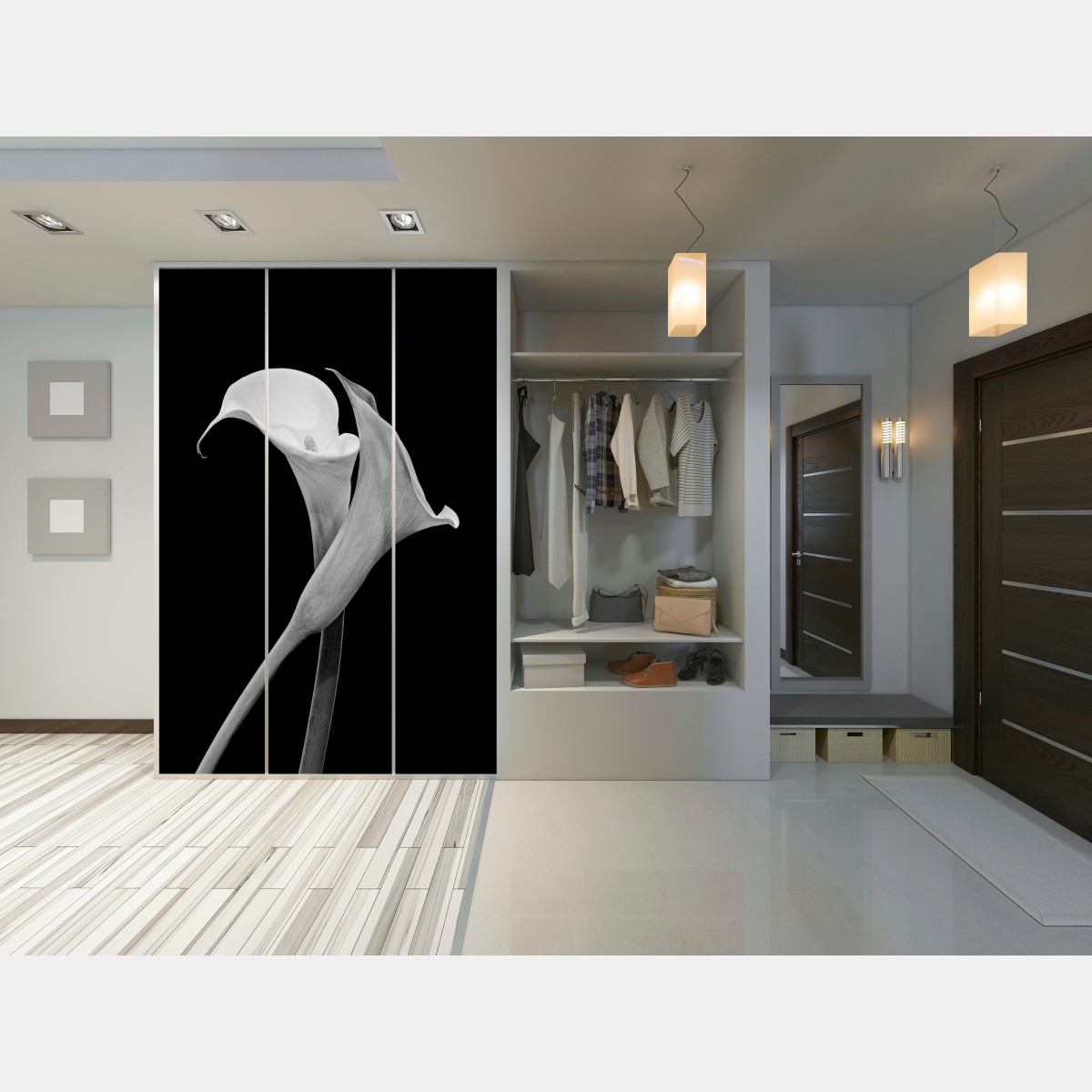 Schrankaufkleber elegante callas in monochrom – Wallnifity®