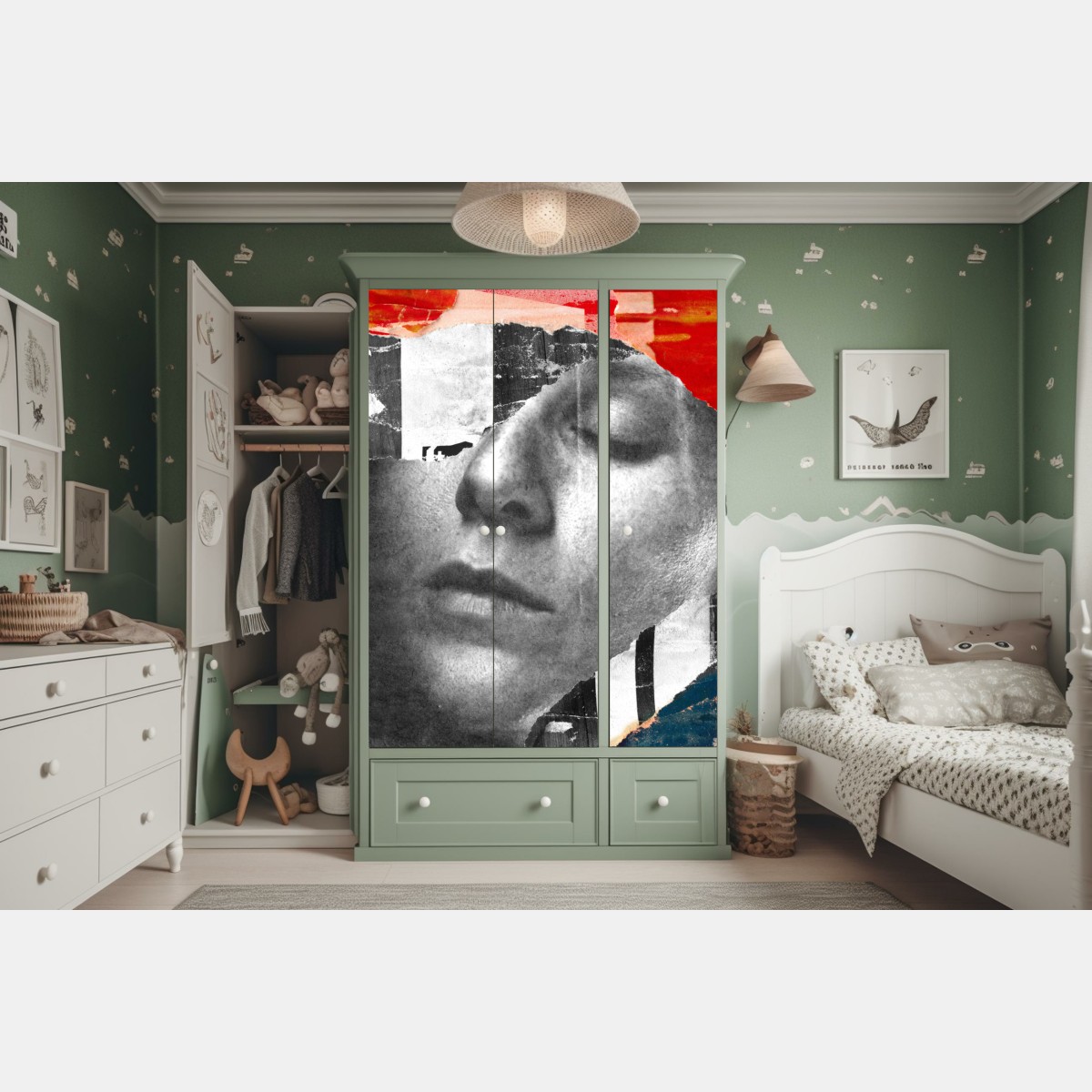 Schrankaufkleber zerrissene porträt-collage – Wallnifity®